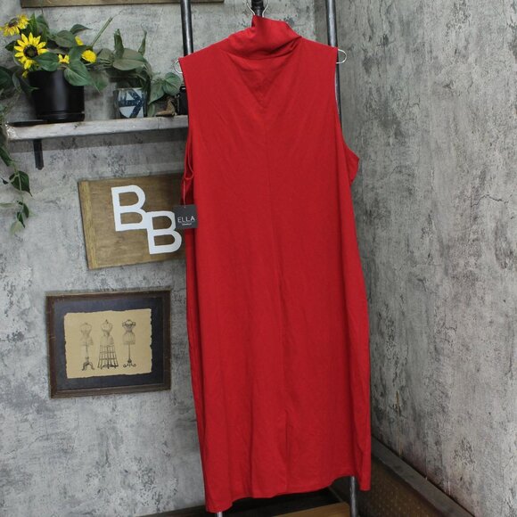NWT ELLA Rafaella Womens Plus Size Funnel Neck Sleeveless Dress Ruby Red 2X - Picture 3 of 6